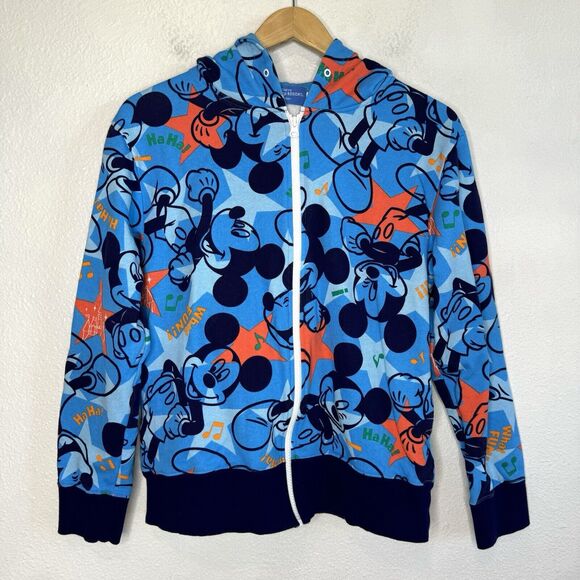 Tokyo Disney Resort Full Zip‎ Hoodie Small Mickey Mouse Hooded Sweatshirt Blue - Picture 1 of 15